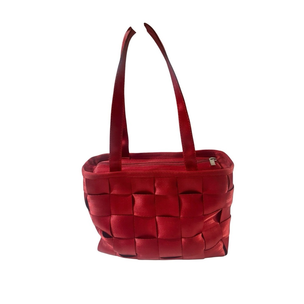 HARVEY'S THE ORIGINAL SEATBELT BAG Red Woven Rectangle Classic Bag Recycled
